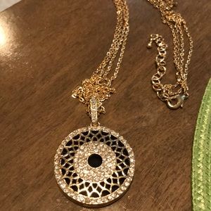 Gold And Black Crystal Necklace